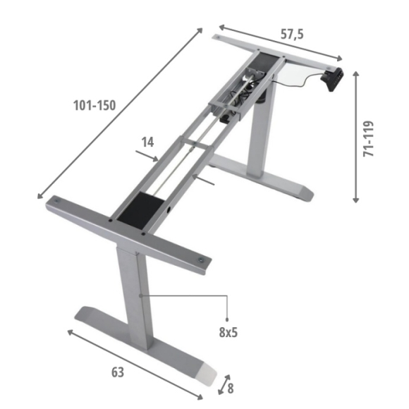 Stelaże do biurek i stołów z elektryczną regulacją wysokości 110 - 160cm
