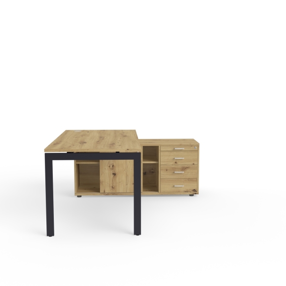 Biurko menedżerskie PORTO 180 x 80 na stelażu SC-60/110/PRAWE z pomocnikiem PSCS-3P