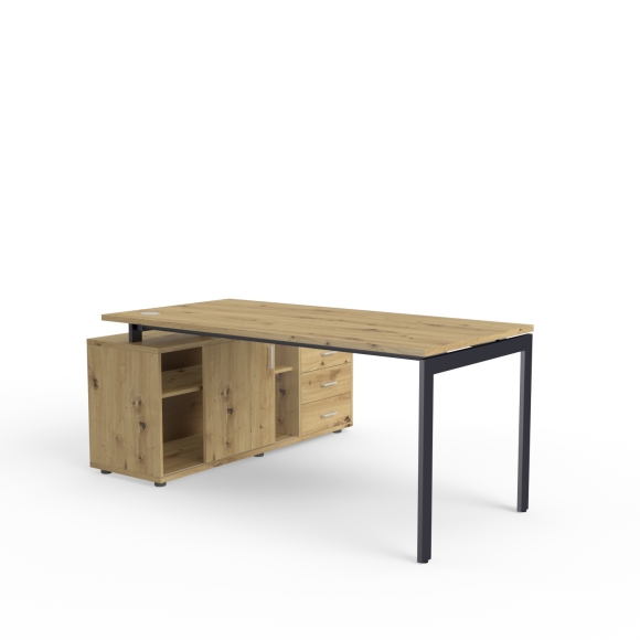 Biurko menedżerskie PORTO 180 x 80 na stelażu SC-60/110/PRAWE z pomocnikiem PSCS-3P
